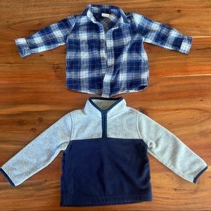 Boys 18m Quarter Zip and Flannel EUC OshKosh